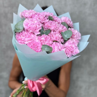 Букет_Букет из розовой гвоздики и эвкалипта