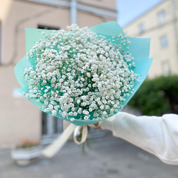 Монобукет из белой гипсофилы